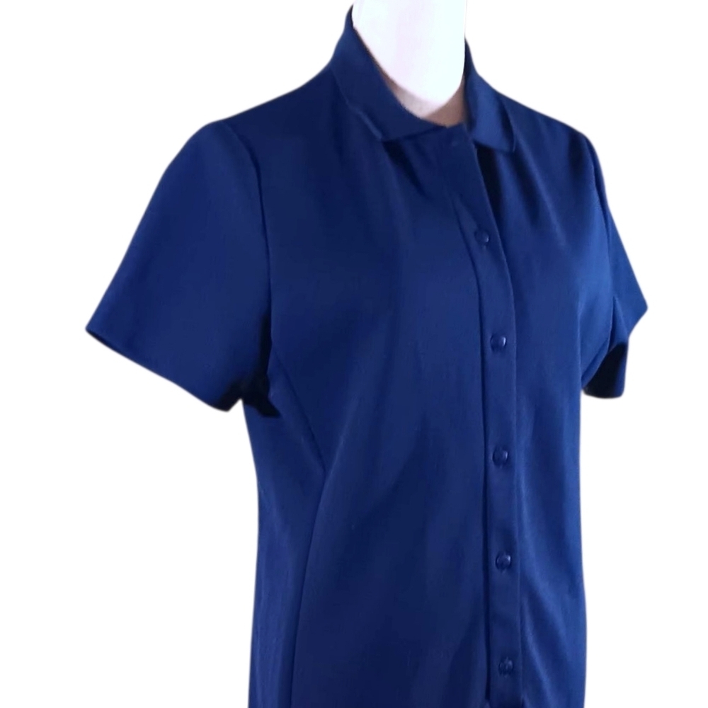 Vintage Haymaker Button Front Navy Double Knit Dress - Picture 6 of 9